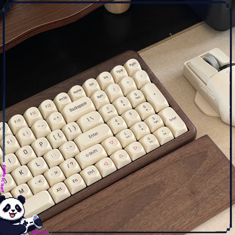 Retro Gaming Uk - RECCAZR R100 カスタムメカニカルキーボード、ウォールナット豆腐木製キーキャップ付き、トリプルモードレトロゲーミングキーボード、ギフトに最適