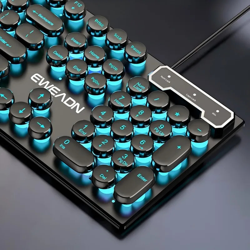 Retro Gaming Laptop - レトロパンクメカニカル風キーボードマウスセット有線ワイヤレスRGBバックライトゲーミングオフィスコンボPCラップトップ用