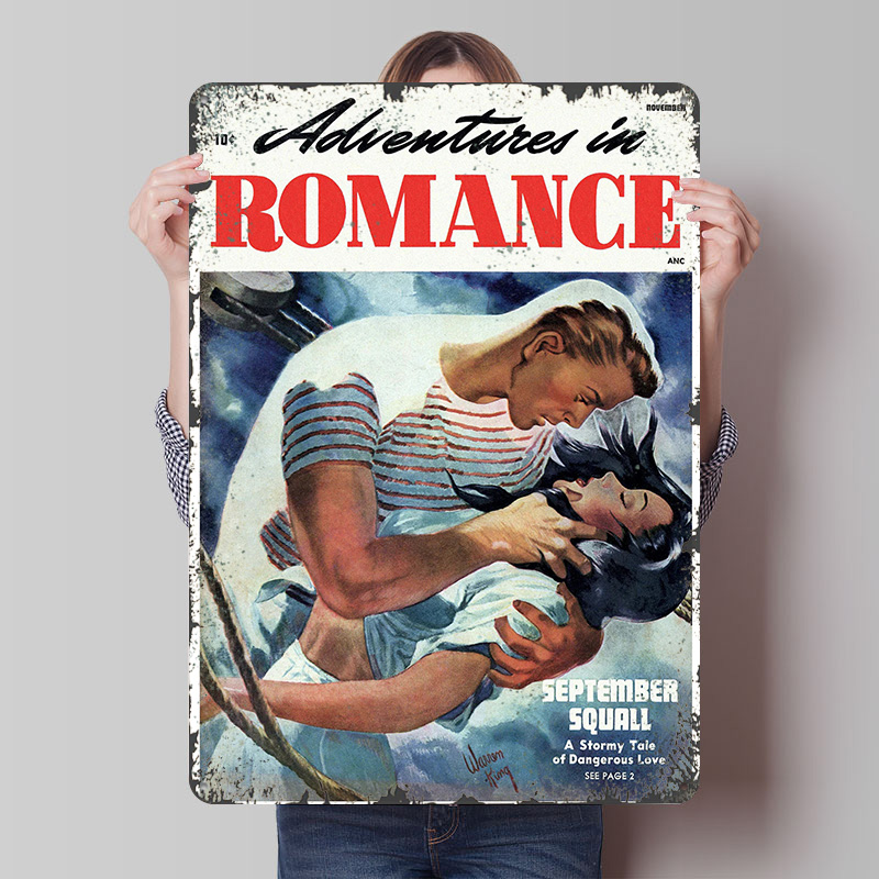 Retro Gaming At - ADVENTURES IN ROMANCE ブリキポスター カスタマイズされたウォールアート ヴィンテージレトロメタルサイン