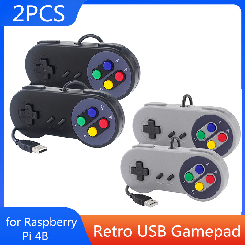 Retro Gaming Raspberry Pi 4 - 2 個 USB ゲームパッドレトロゲームジョイスティック有線コントローラ PC NESPi