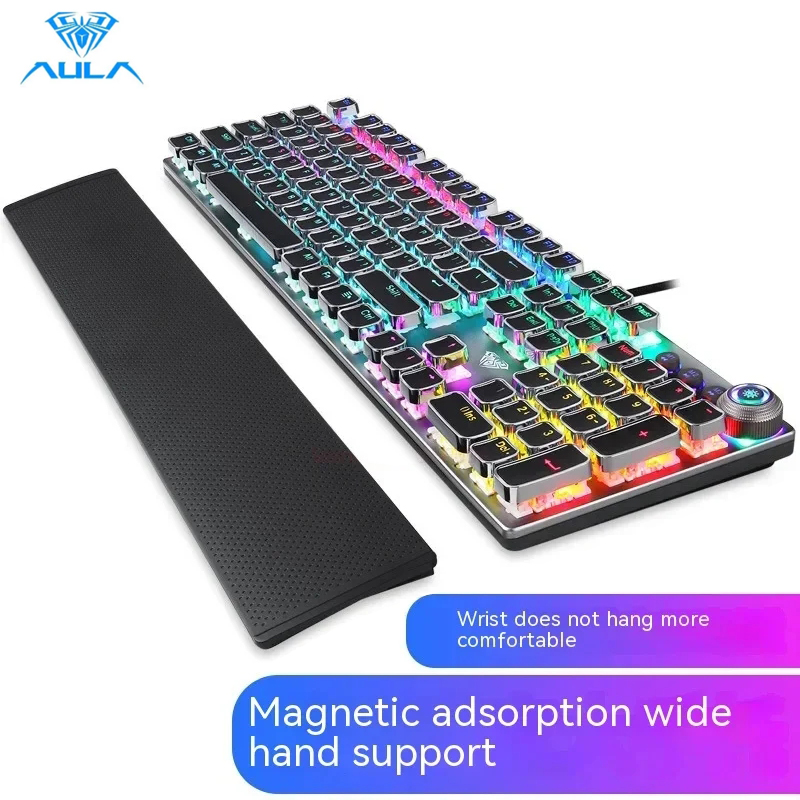 Retro Gaming Uk - AULA-F2088メカニカルゲーミングキーボード,レトロスタイルのキー,104キー,マルチメディアノブ,rgbバックライト,有線,ゴースト防止,ゲーム用
