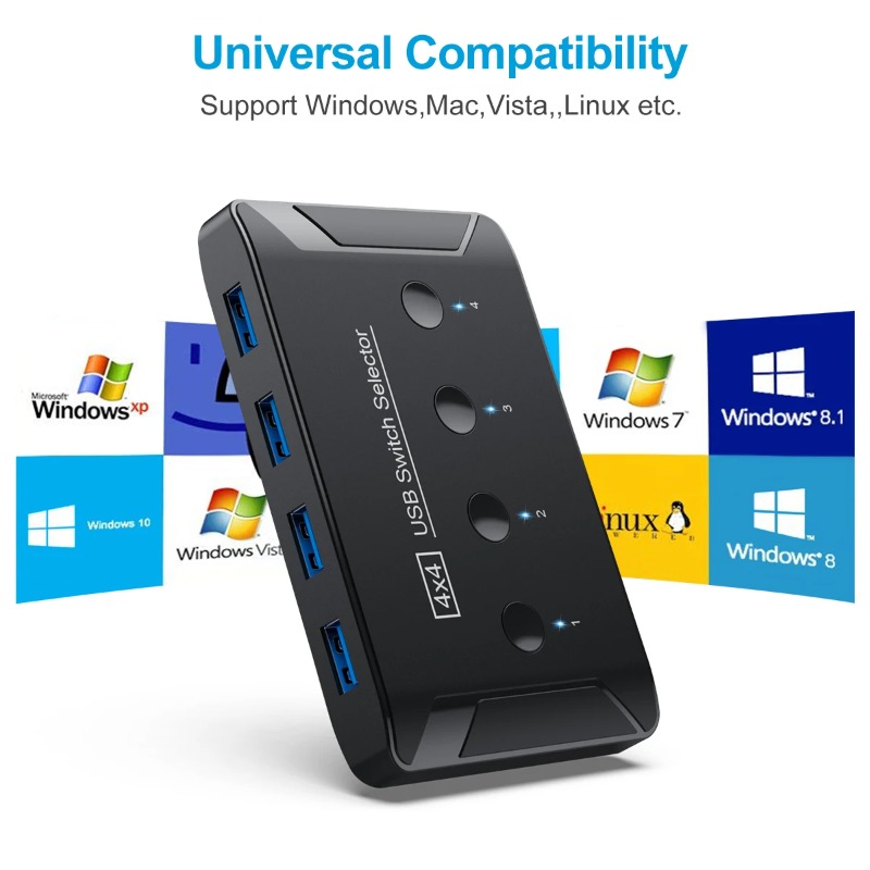 Controller Adapter Usb - 4入力4出力KVM USB3.0スイッチ共有コントローラーハブアダプターUSB2.0プリンタースプリッタースイッチャーPCラップトップキーボードマウスモニター用