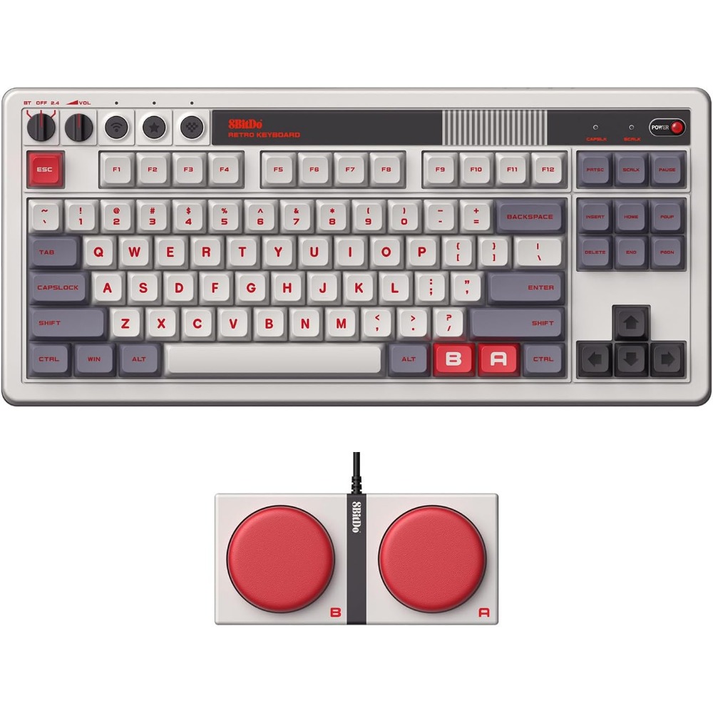 Retro Gaming Uk - レトロなメカニカルゲーミングキーボード、Bluetooth/2.4G/USB-C接続、87キー搭載