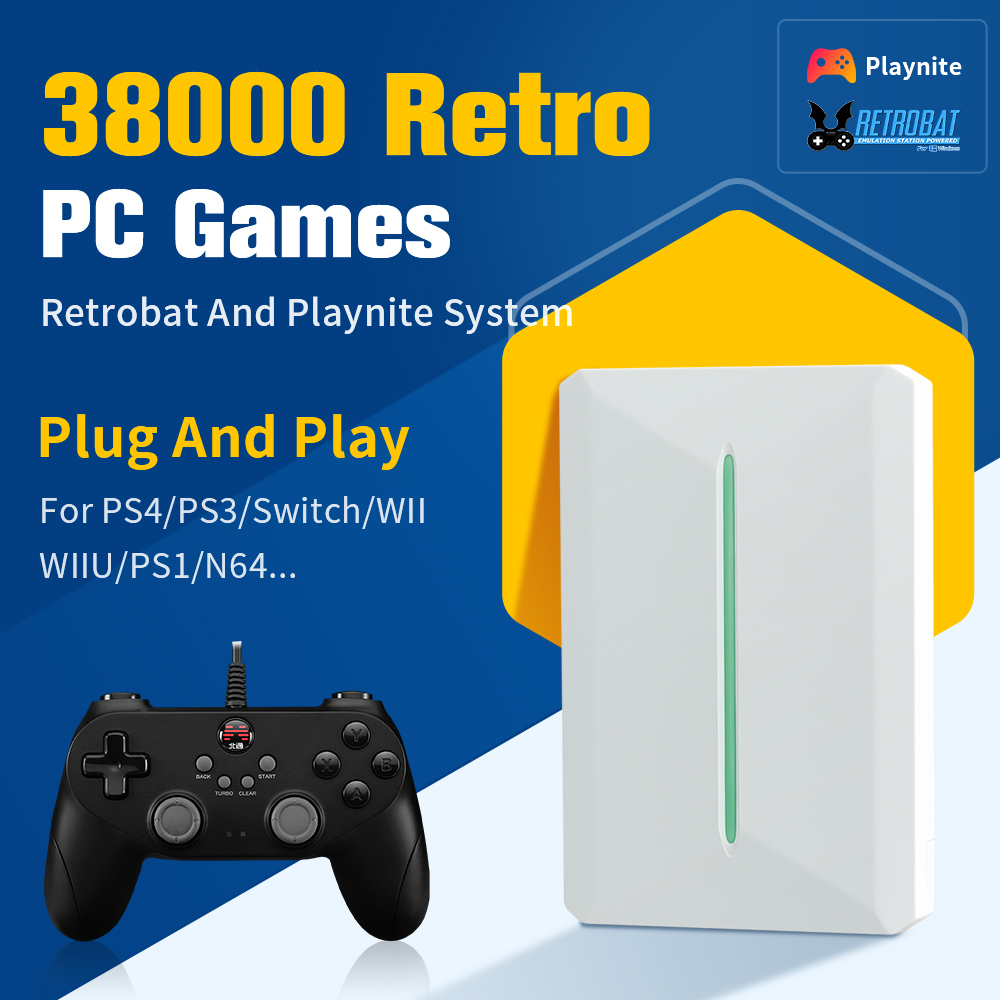 Retro Gaming Hard Drive - ポータブル500GBレトロゲームハードドライブ PS3/PS2/PS1/Switch/WII/N64/SNES Playnite&Retrobatエミュレータ対応 ゲーミングHDD 38000種類以上のゲーム搭載
