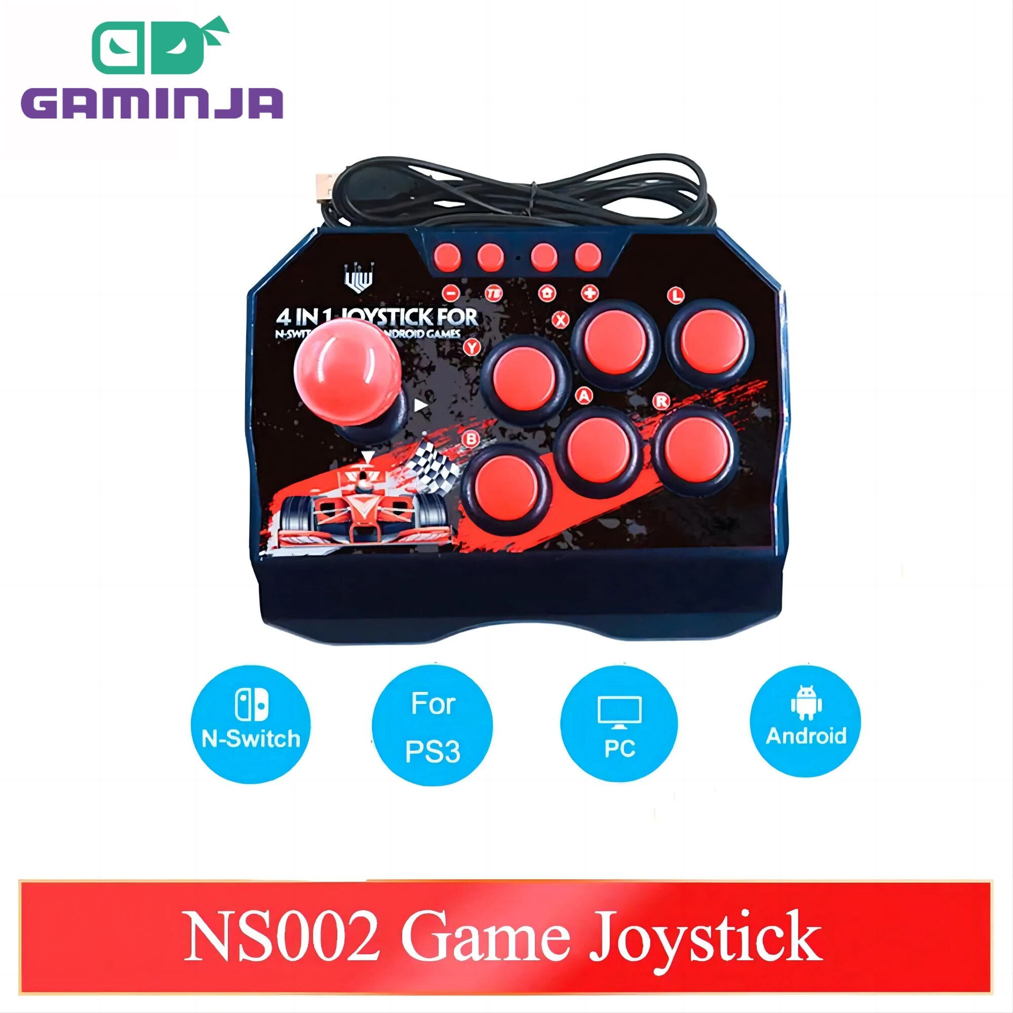 Retro Gaming Raspberry Pi 4 - Gaminja ns002 4 in 1レトロなアーケードコンソールゲームジョイスティックロッカー戦闘コントローラー任天堂スイッチps3 pc