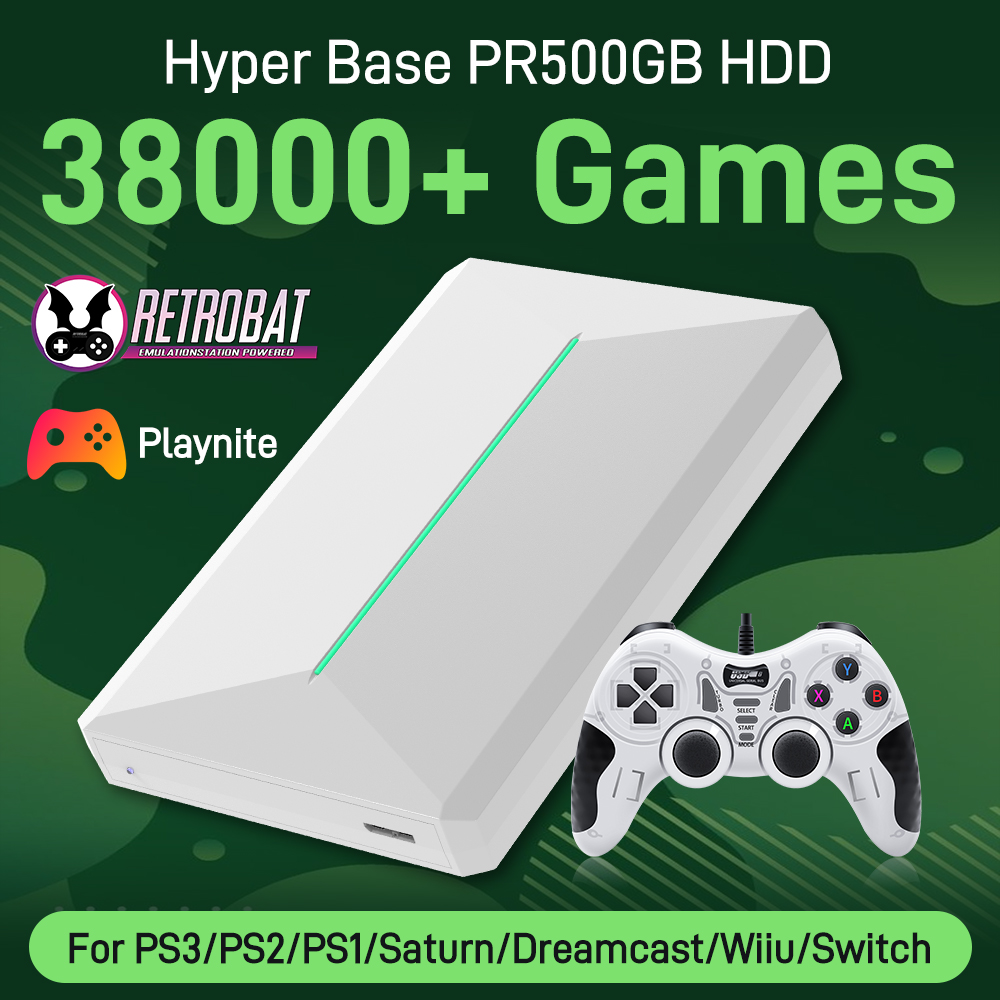Retro Gaming Hard Drive - 500GB ハードディスクドライブ レトロゲーム HDD&ゲームコントローラー Playnite&Retrobat 38200+ゲーム搭載