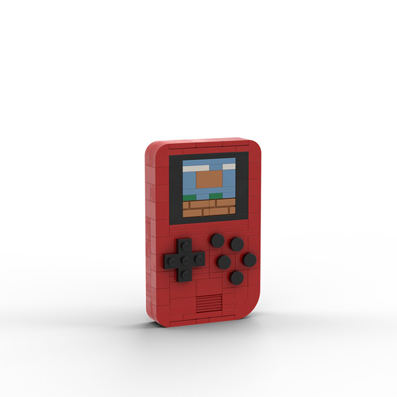 Retro Gaming Lego - レトロな携帯ゲーム機MOCビルディングブロック、クラシックな赤いポータブルゲーム機モデル、DIY組み立てクリエイティブデコレーション