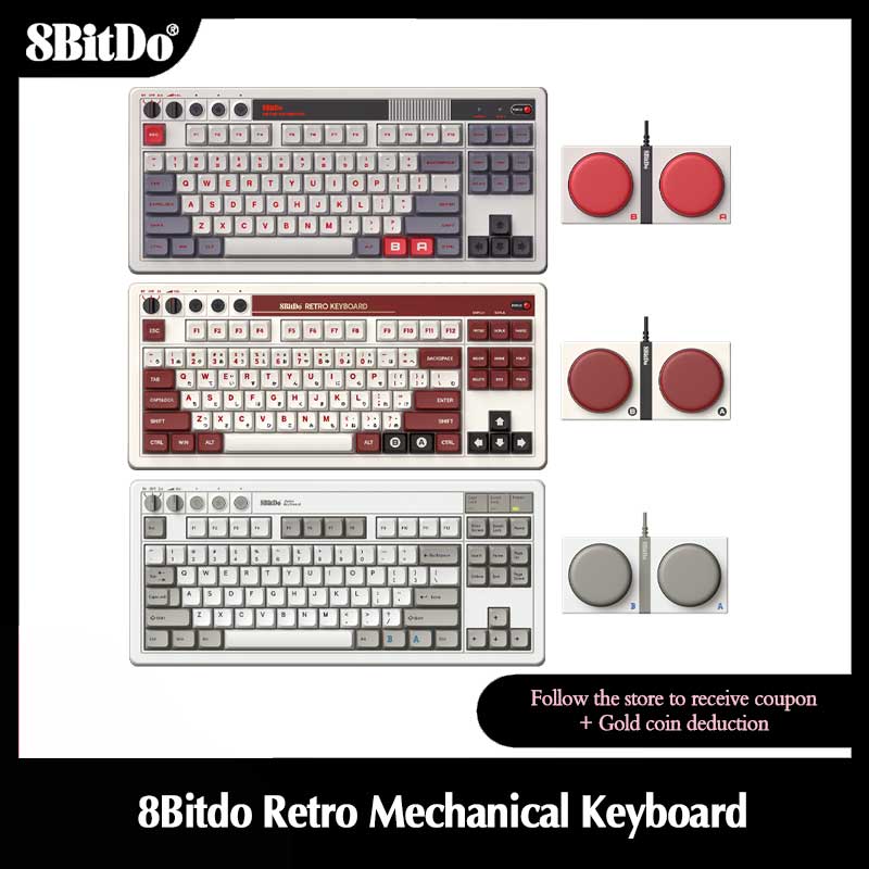 Retro Gaming Corps - 8ビットレトロメカニカルキーボード,Bluetooth, 2.4g,USB-C,WindowsおよびAndroid用のホットスワップ可能なゲーミングキーボード,ゲームアクセサリー