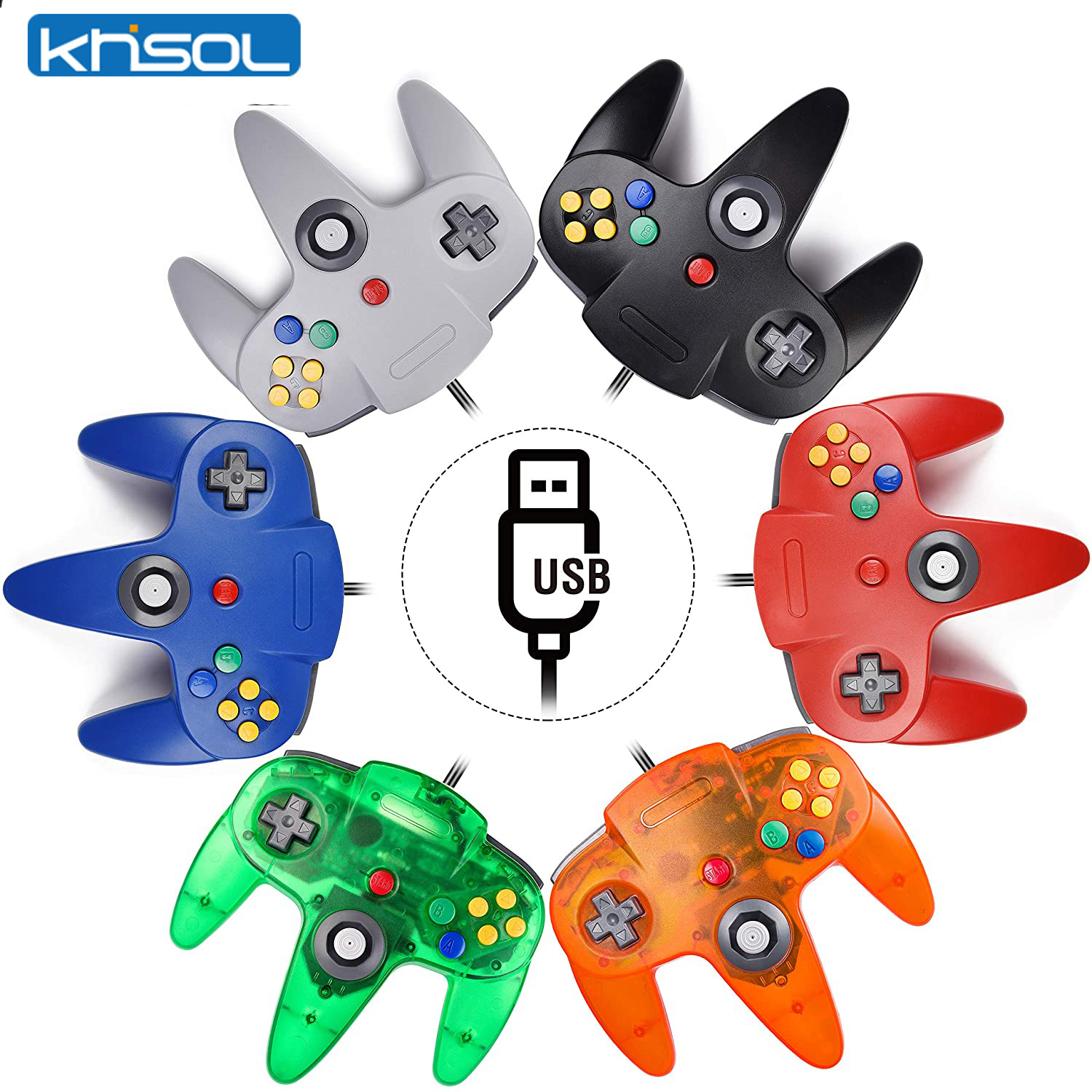 Retro Gaming Corps - N64 コントローラクラシック USB 有線リモートゲームパッドゲームジョイスティックアクセサリークラシック 64 コンソールレトロゲーム