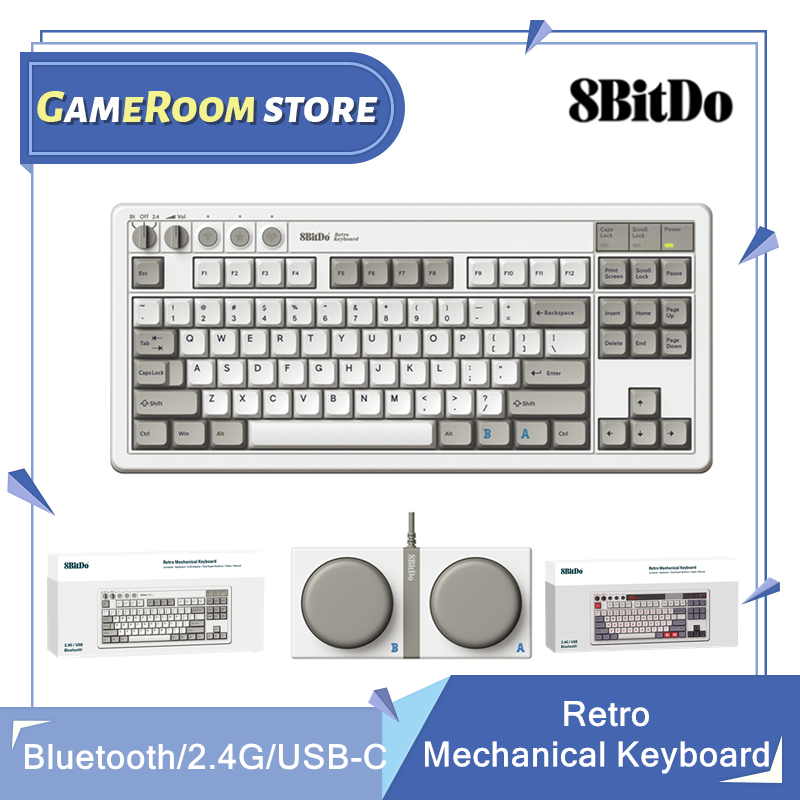 Retro Gaming Usb - 8ビットレトロメカニカルゲーミングキーボード,Bluetooth, 2.4g,USB-C,ホットスワップ可能,87キー,WindowsおよびAndroid用
