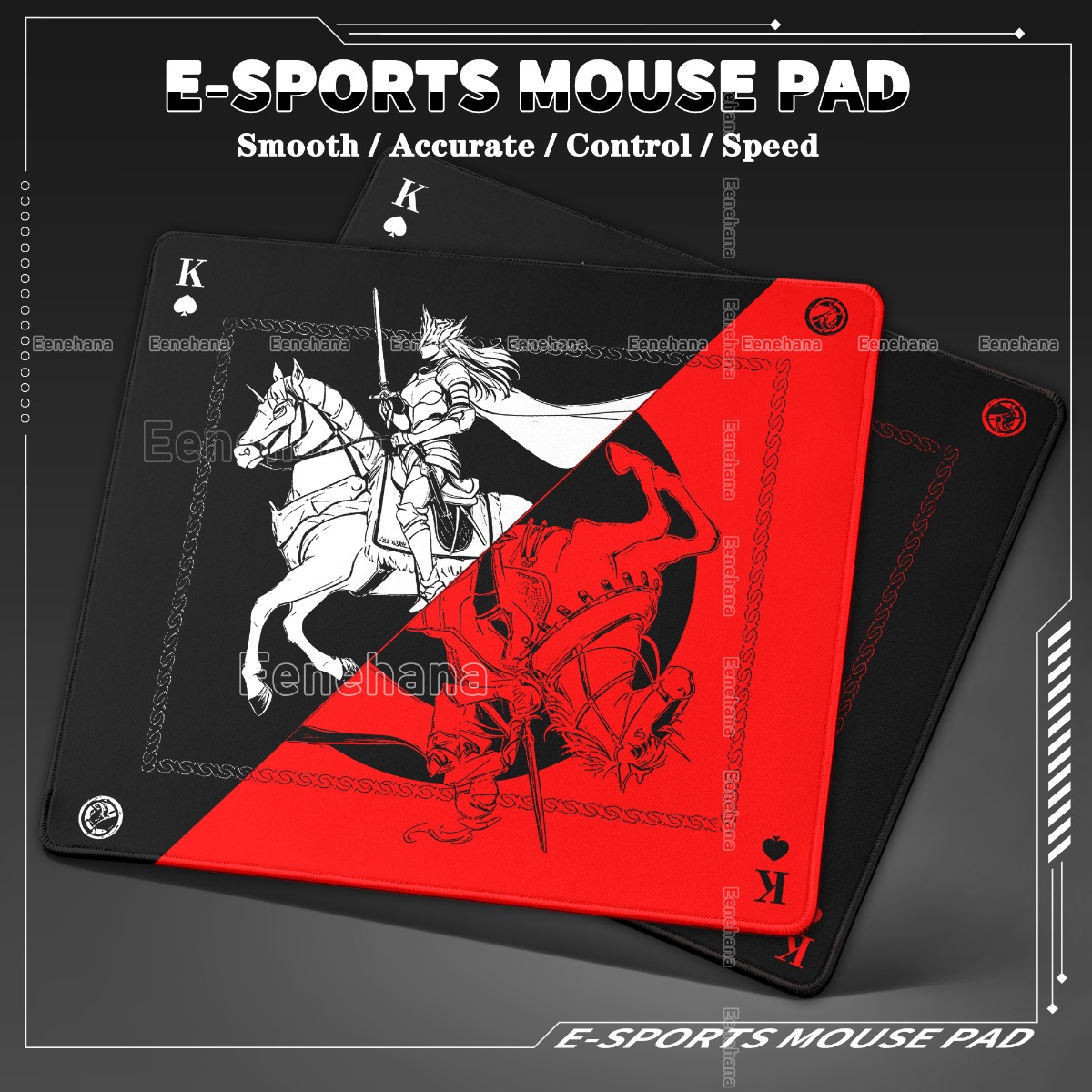 Retro Gaming Corps - 黒赤ポーカースタイルマット 40 × 45 センチメートルコントロール中世女性騎士ノンスリップレトロマウスパッドラップトップ PC