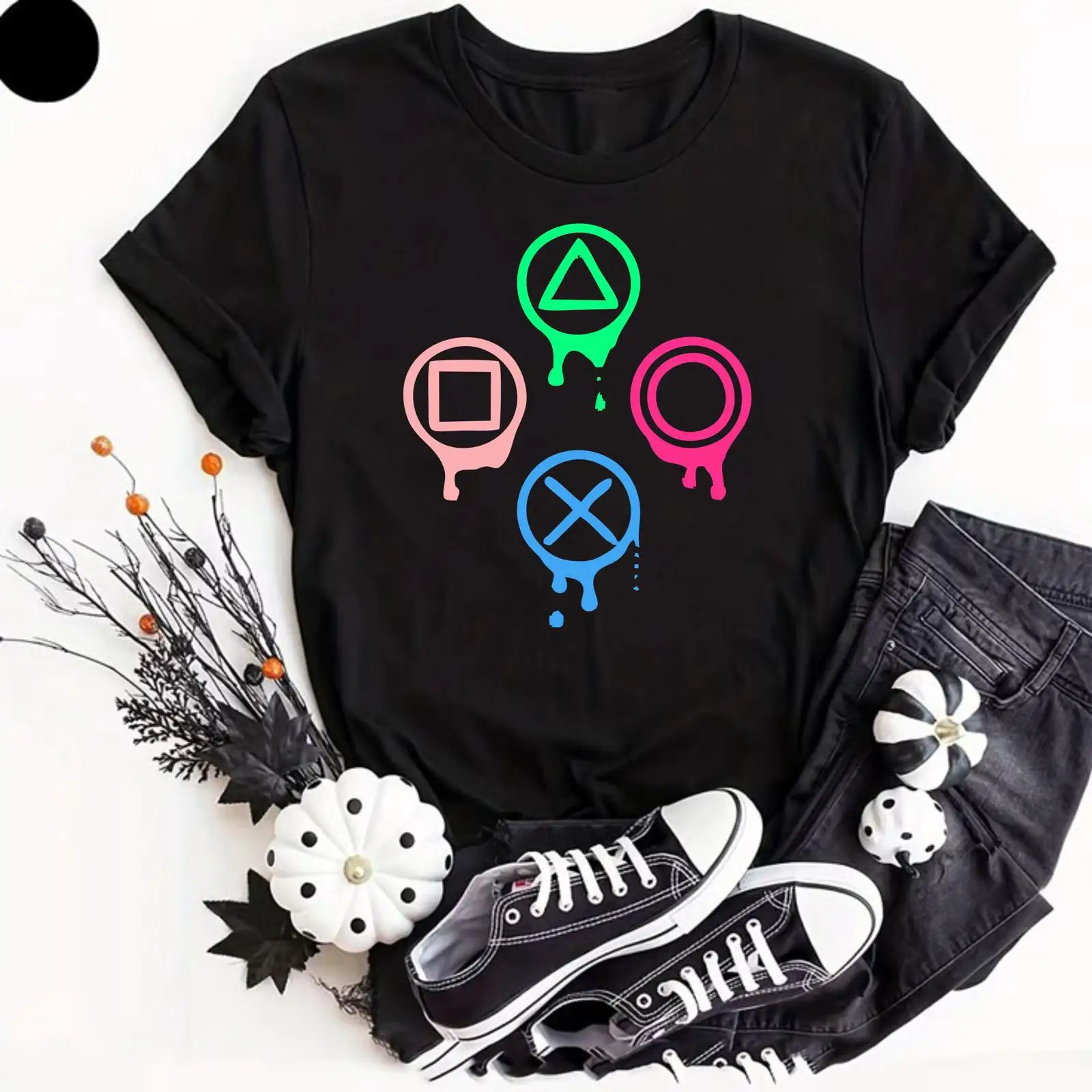 ネオンゲーミングコントローラーアイコンTシャツ面白いゲーマー - Retro Gaming Icons のレビューと価格