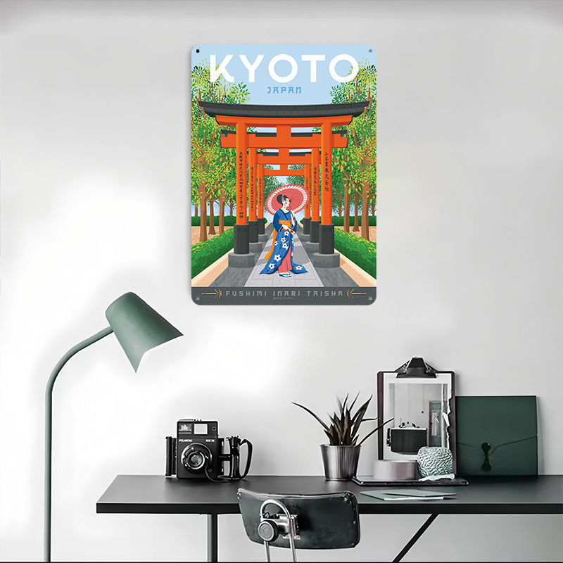京都日本旅行ポスターカスタマイズされたヴィンテージメタルサイ - Retro Gaming Kyoto のレビューと価格