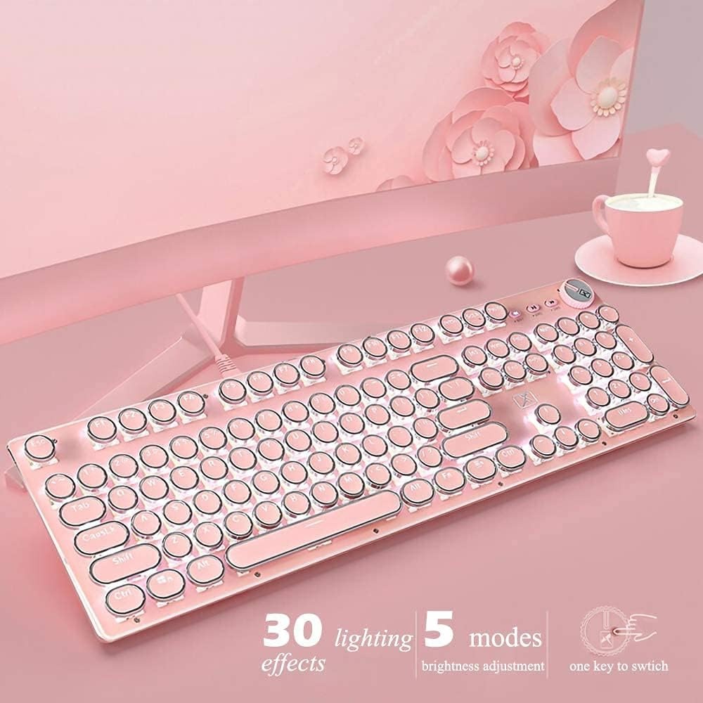 レトロヴィンテージメカニカルゲーミングキーボード、ホワイトL - Retro Gaming Uk のレビューと価格